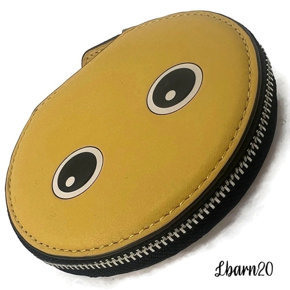 😃Coach Emoji Speechless Eyes Yellow Circle Coin Bag and Keychain Set NWT - Picture 5 of 12